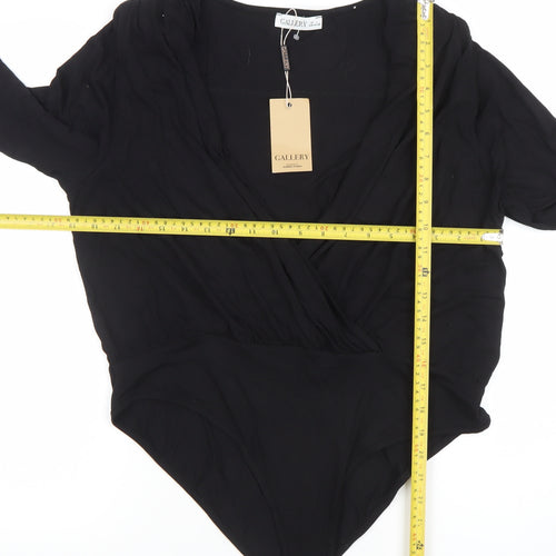 Gallery Black Long Sleeve V-Neck Bodysuit Women’s Size L