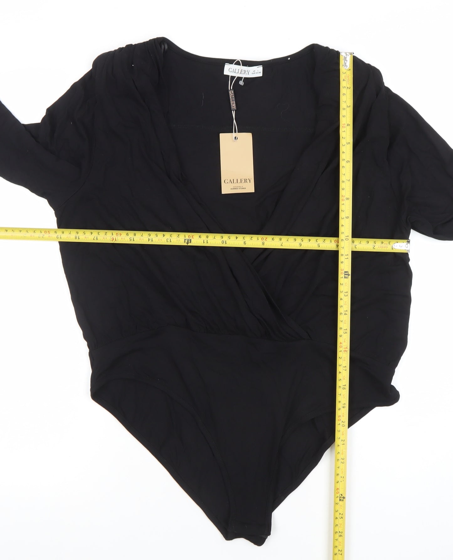 Gallery Black Long Sleeve V-Neck Bodysuit Women’s Size L
