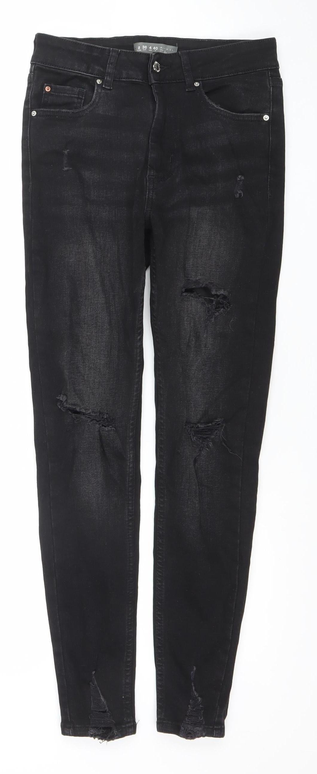 Denim Co Womens Black Skinny Distressed Jeans Size 8