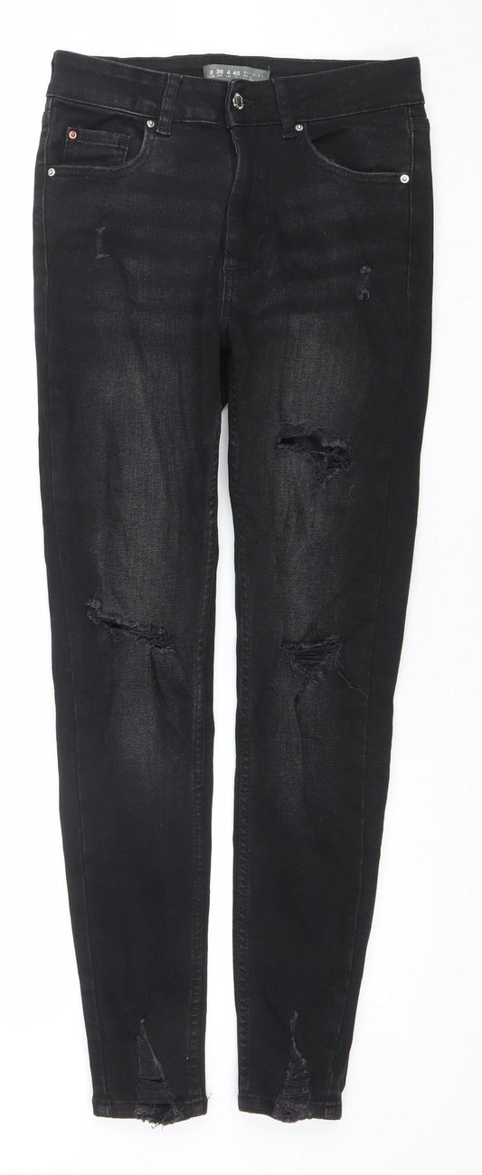 Denim Co Womens Black Skinny Distressed Jeans Size 8