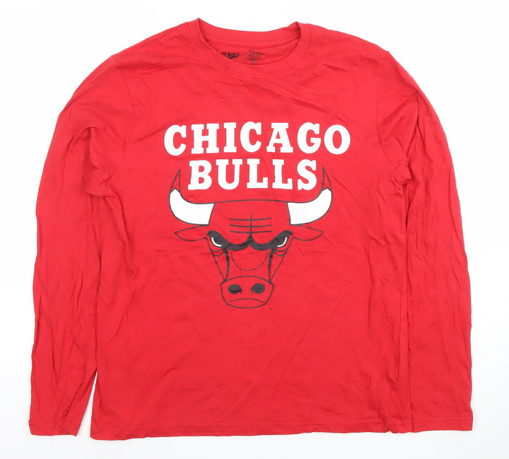 NBA Chicago Bulls Red Long Sleeve Men's T-Shirt Size S