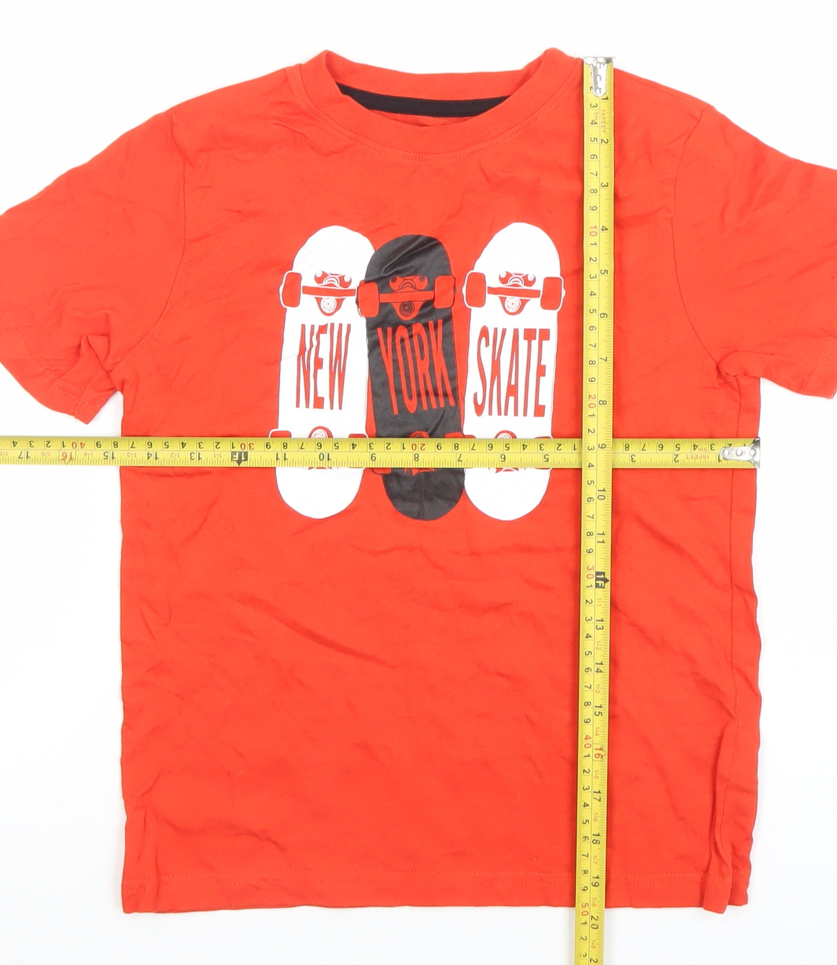 Primark Boys Red New York Skate Graphic Cotton T-Shirt 9-10 Years