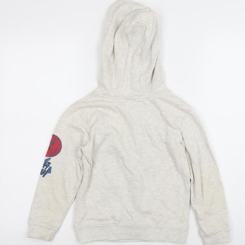 Primark Boys Beige Pullover Hoodie 7-8 Years Graphic Print Cotton Blend