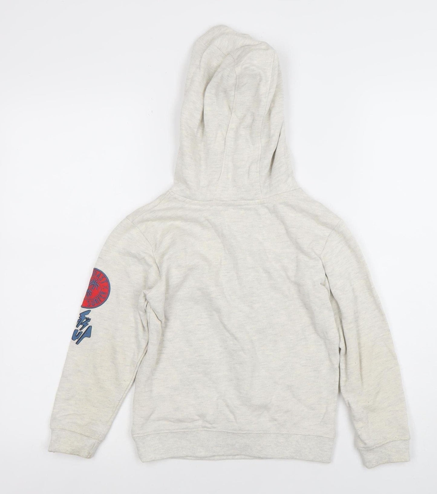Primark Boys Beige Pullover Hoodie 7-8 Years Graphic Print Cotton Blend