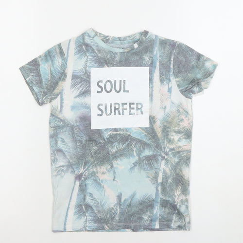 Rebel by Primark Boys Blue Soul Surfer Palm Print T-Shirt 7-8 Years