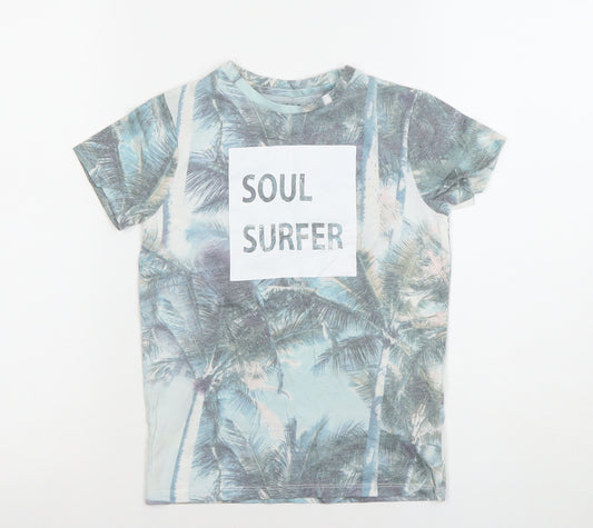 Rebel by Primark Boys Blue Soul Surfer Palm Print T-Shirt 7-8 Years