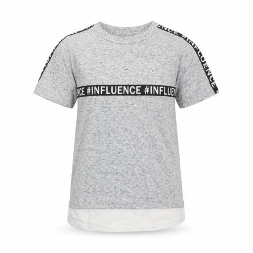 Primark Boys Grey Influence T-Shirt 7-8 Years Short Sleeve Cotton Blend