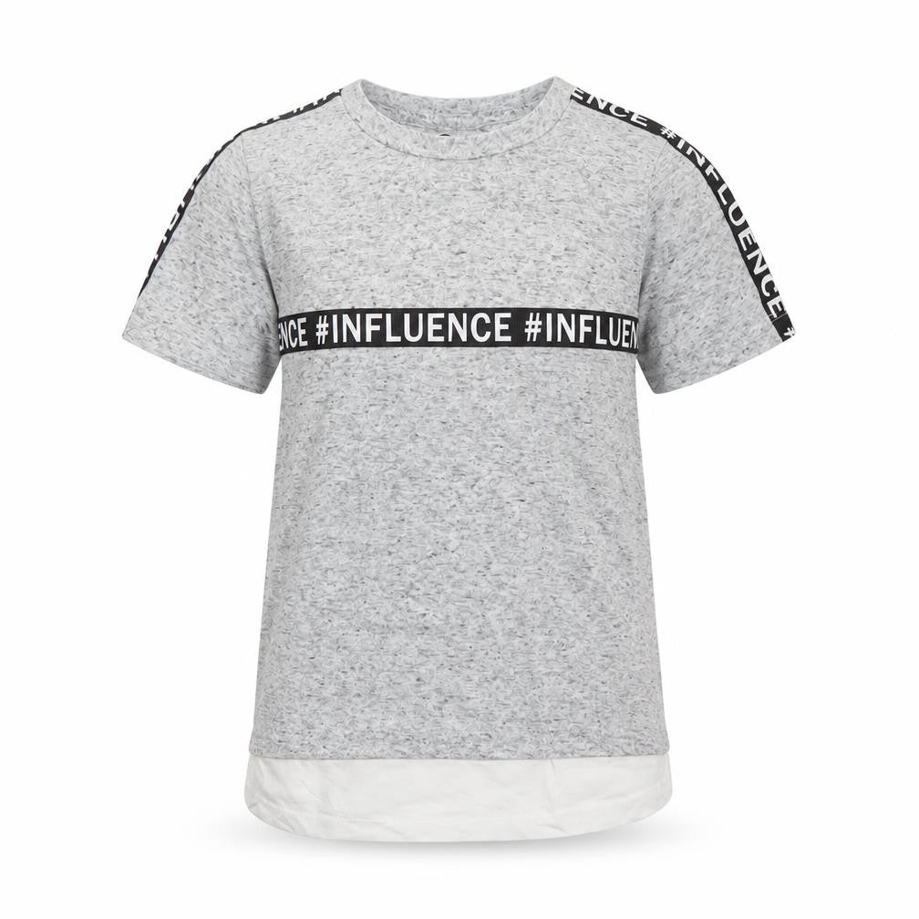 Primark Boys Grey Influence T-Shirt 7-8 Years Short Sleeve Cotton Blend