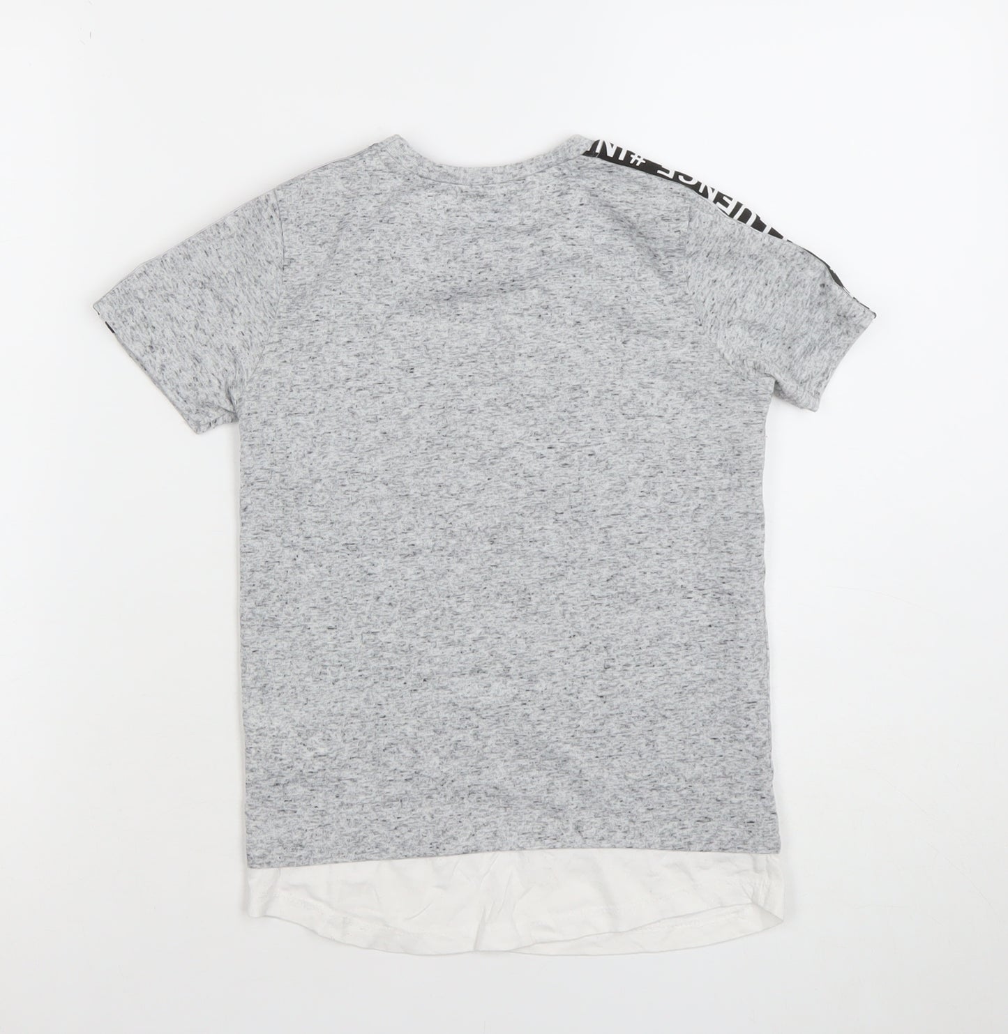 Primark Boys Grey Influence T-Shirt 7-8 Years Short Sleeve Cotton Blend