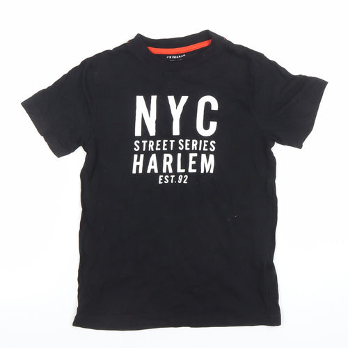 Primark Boys Black NYC Harlem Graphic T-Shirt 8-9 Years