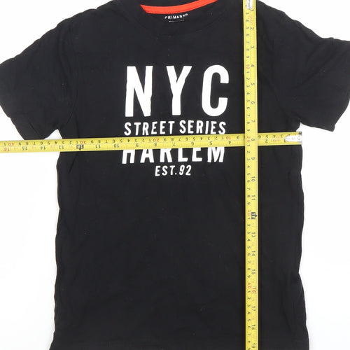 Primark Boys Black NYC Harlem Graphic T-Shirt 8-9 Years