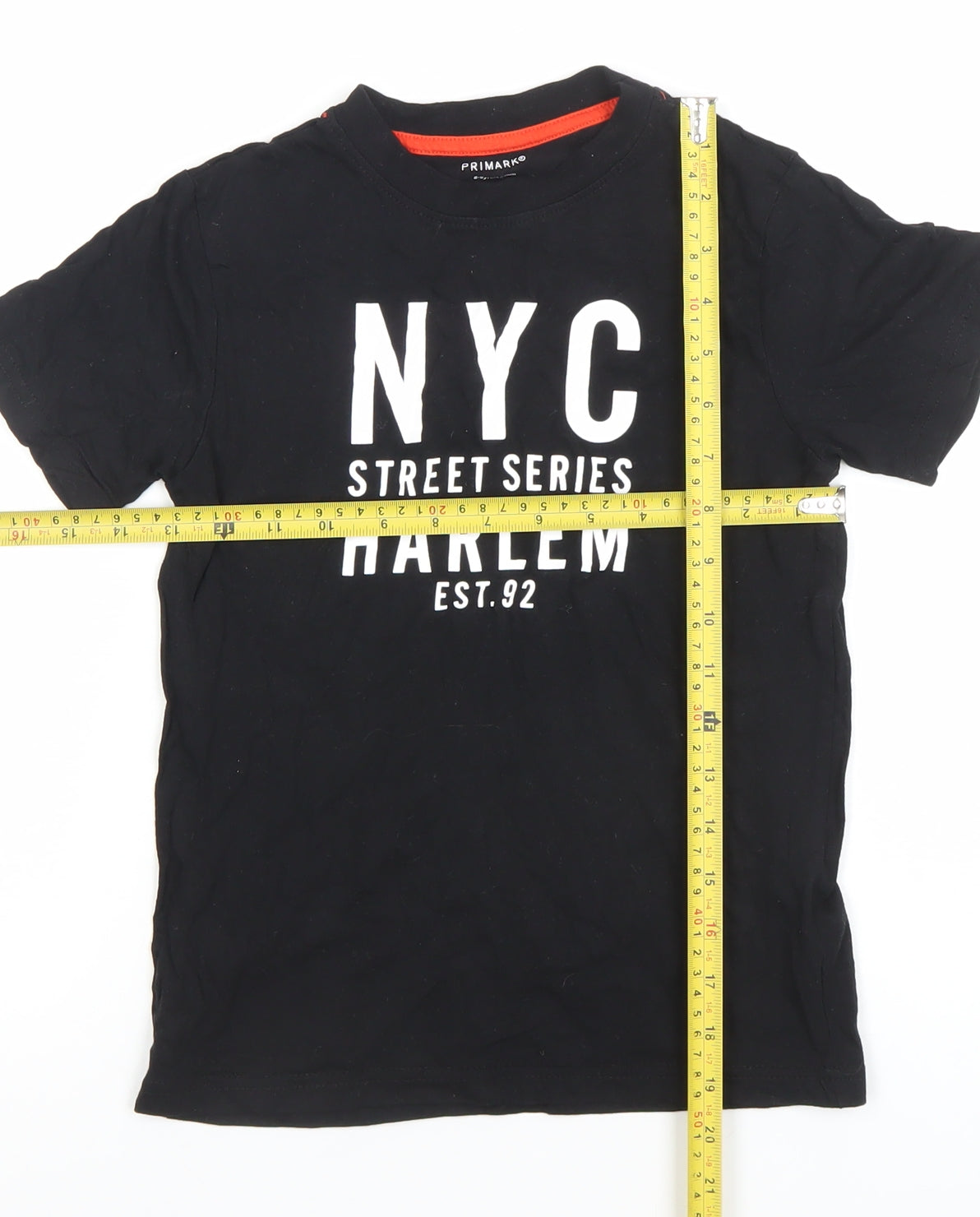 Primark Boys Black NYC Harlem Graphic T-Shirt 8-9 Years