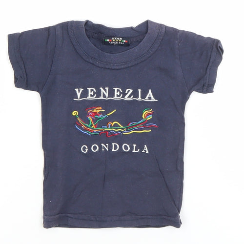 Star Venezia Blue Baby T-Shirt 12 Months Cotton Embroidered Graphic Top