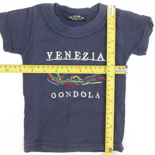 Star Venezia Blue Baby T-Shirt 12 Months Cotton Embroidered Graphic Top