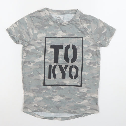 Primark Boys Grey Camouflage Tokyo Print T-Shirt 7 Years Short Sleeve