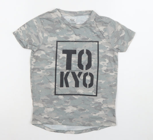 Primark Boys Grey Camouflage Tokyo Print T-Shirt 7 Years Short Sleeve