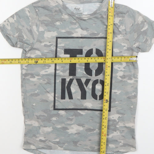 Primark Boys Grey Camouflage Tokyo Print T-Shirt 7 Years Short Sleeve