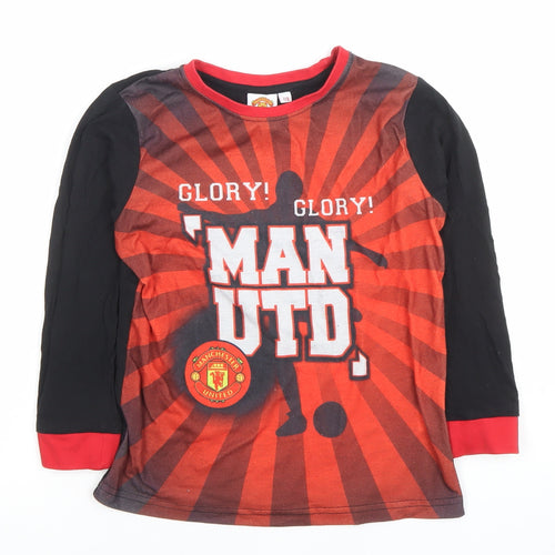 Manchester United Boys Red Long Sleeve Graphic Football T-Shirt 7-8 Years