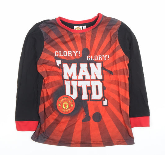 Manchester United Boys Red Long Sleeve Graphic Football T-Shirt 7-8 Years
