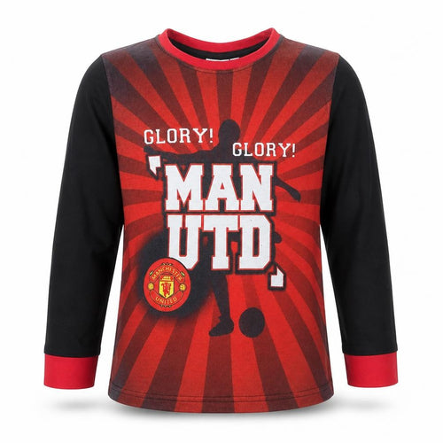 Manchester United Boys Red Long Sleeve Graphic Football T-Shirt 7-8 Years