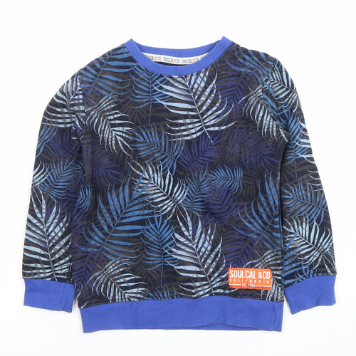 SoulCal & Co Boys Blue Leaf Print Cotton Sweatshirt 9-10 Years