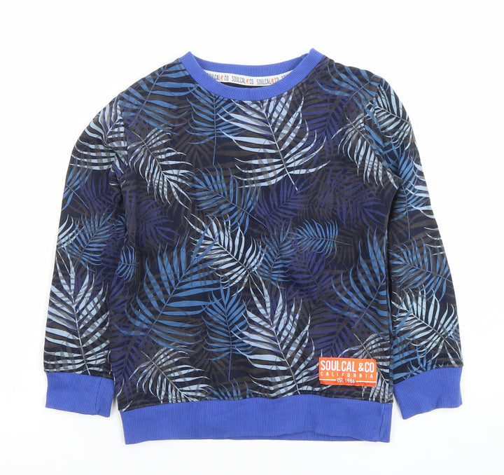 SoulCal & Co Boys Blue Leaf Print Cotton Sweatshirt 9-10 Years