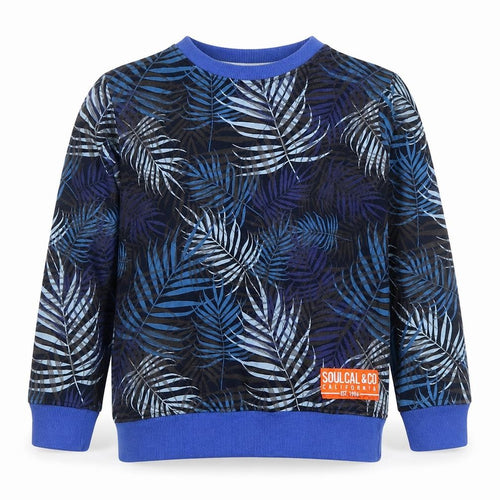 SoulCal & Co Boys Blue Leaf Print Cotton Sweatshirt 9-10 Years