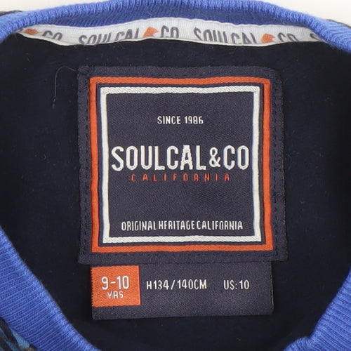 SoulCal & Co Boys Blue Leaf Print Cotton Sweatshirt 9-10 Years