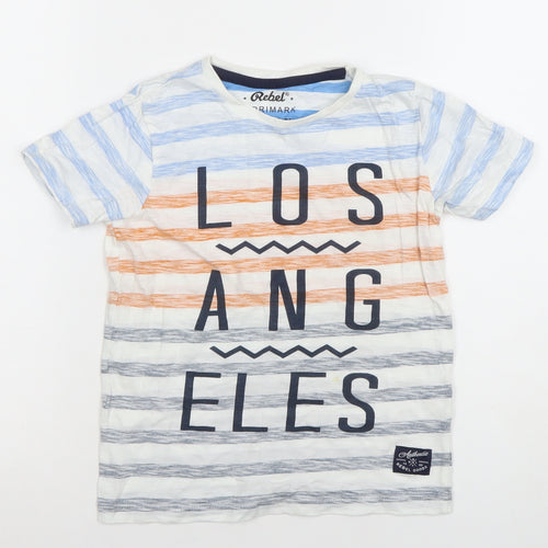 Rebel by Primark Boys Multicoloured Striped LOS ANGELES T-Shirt 7-8 Years