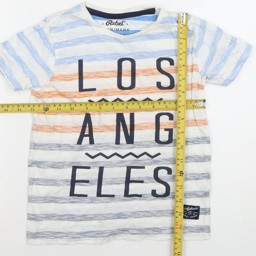 Rebel by Primark Boys Multicoloured Striped LOS ANGELES T-Shirt 7-8 Years