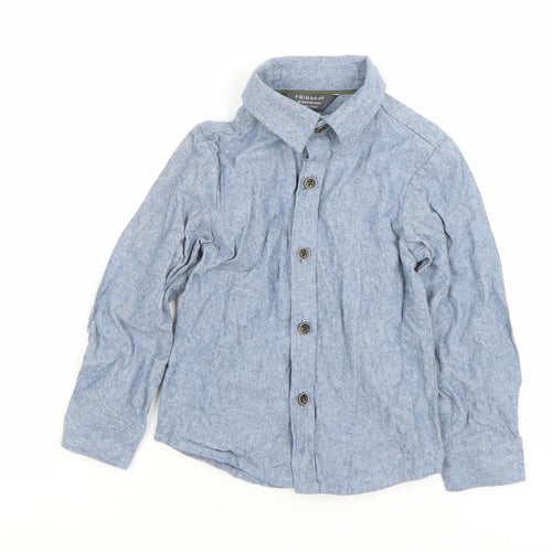 Primark Unisex Baby Blue Cotton Button-Up Long Sleeve Shirt 18-24 Months