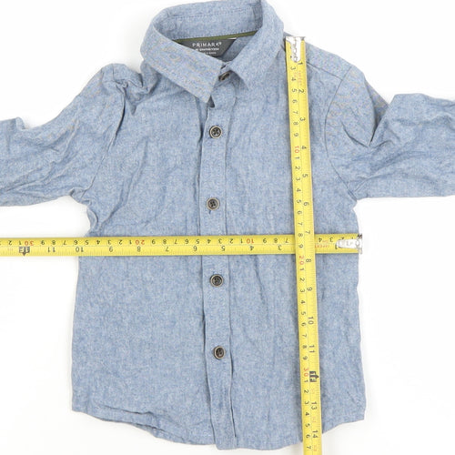Primark Unisex Baby Blue Cotton Button-Up Long Sleeve Shirt 18-24 Months