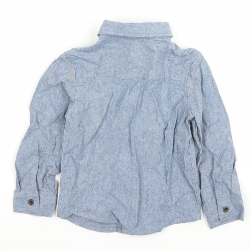Primark Unisex Baby Blue Cotton Button-Up Long Sleeve Shirt 18-24 Months