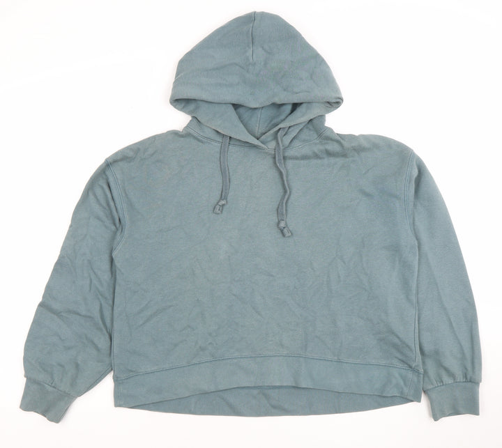 Uniqlo Women Blue Pullover Hoodie Size S Cotton Blend Casual