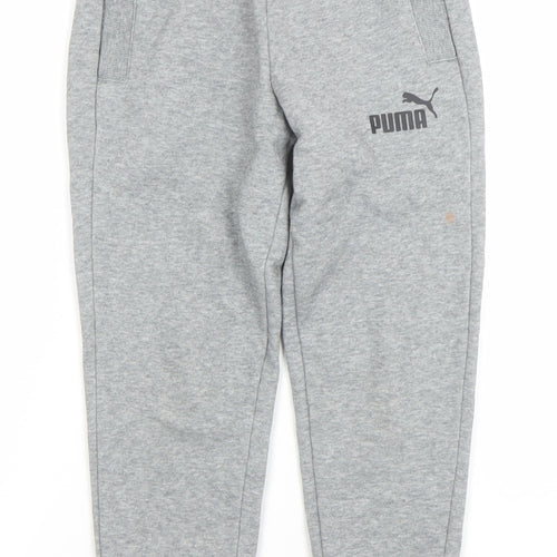 Puma Boys Grey Jogger Sweatpants 7-8 Years Regular Fit Fleece Activewear