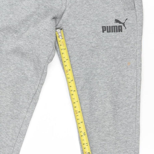 Puma Boys Grey Jogger Sweatpants 7-8 Years Regular Fit Fleece Activewear