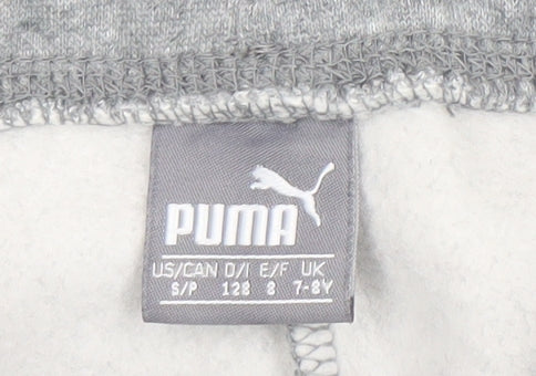 Puma Boys Grey Jogger Sweatpants 7-8 Years Regular Fit Fleece Activewear