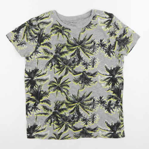 Primark Boys Grey Tropical Palm Print Short Sleeve T-Shirt 8-9 Years