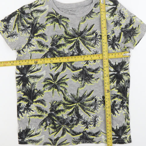 Primark Boys Grey Tropical Palm Print Short Sleeve T-Shirt 8-9 Years