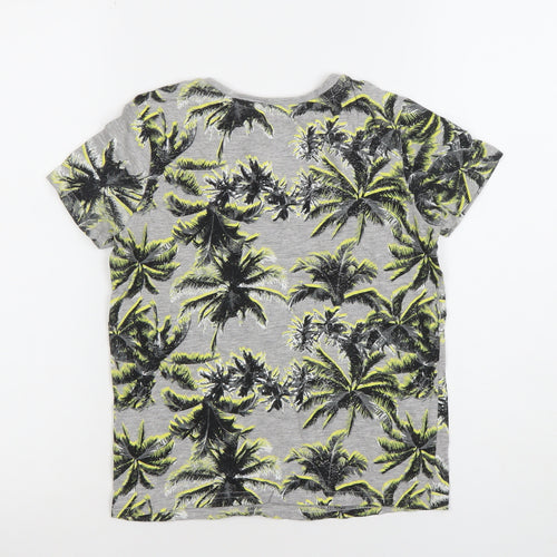 Primark Boys Grey Tropical Palm Print Short Sleeve T-Shirt 8-9 Years