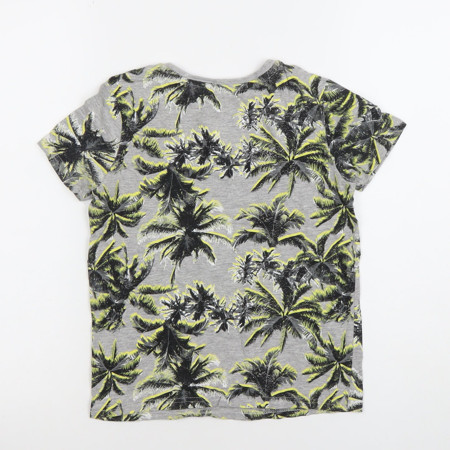 Primark Boys Grey Tropical Palm Print Short Sleeve T-Shirt 8-9 Years