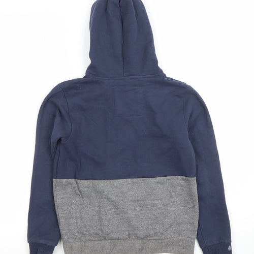 SoulCal & Co Boys Grey Blue Pullover Hoodie Age 9-10Y Cotton Blend
