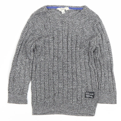 River Island Mini Grey Knit Pullover Jumper 12-18 Months Unisex Baby