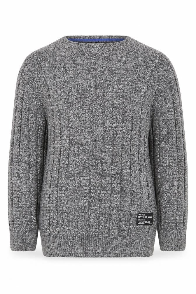 Front view of River Island Mini Grey Knit jumper 12-18 Months unisex baby