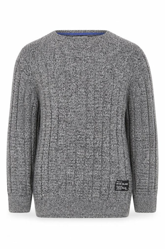 Front view of River Island Mini Grey Knit jumper 12-18 Months unisex baby