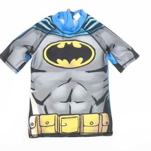 Batman Boys Blue Rash Guard Swim Top 7-8 Years UV-Protection Quick Dry