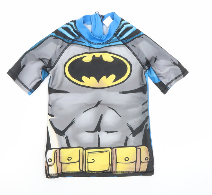 Batman Boys Blue Rash Guard Swim Top 7-8 Years UV-Protection Quick Dry