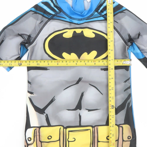 Batman Boys Blue Rash Guard Swim Top 7-8 Years UV-Protection Quick Dry