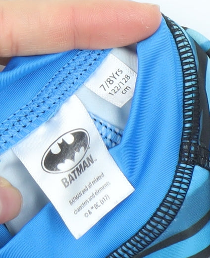 Batman Boys Blue Rash Guard Swim Top 7-8 Years UV-Protection Quick Dry