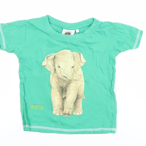 Traditional Craftwear Boys Green Elephant Dublin Zoo Cotton T-Shirt 3-4 Years